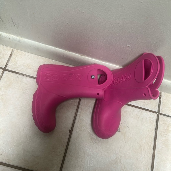 CROCS Other - Crocs Handle It Rain Boots Hot Pink Size J3 Kids Youth Girls Waterproof Pull-On